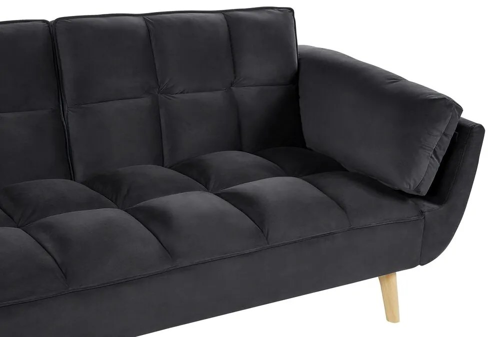 Sofá-cama em veludo preto ASBY Beliani
