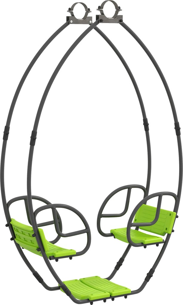 Outsunny Balanço para Crianças Estrutura em Metal com Pega para 2 Crianças de 3 a 6 Anos Carga 70 kg 110,5x40,5x180 cm Verde | Aosom Portugal