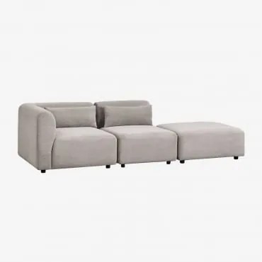 Sofá Modular De Canto Em 2 Peças Com Puff Fogler Bombazina Cinzento Toupeira Claro - Sklum