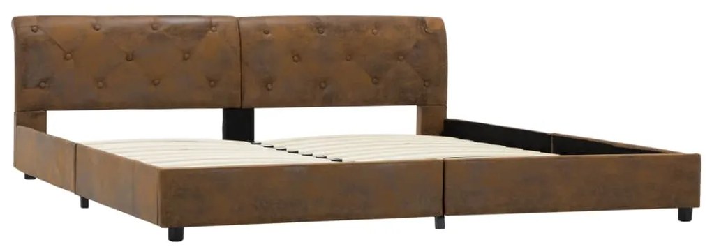 Estrutura de cama 180x200 cm camurça artificial castanho