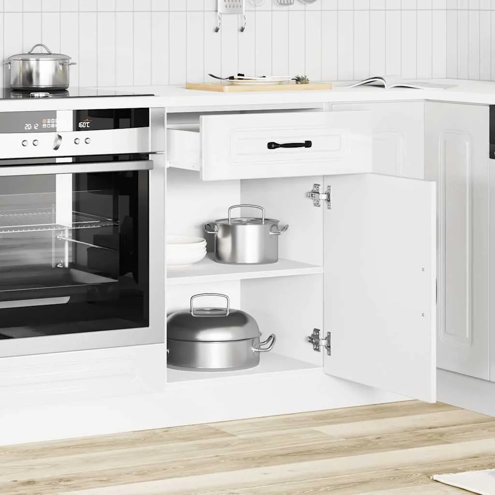 Armário de cozinha baixo Kalmar branco alto brilho