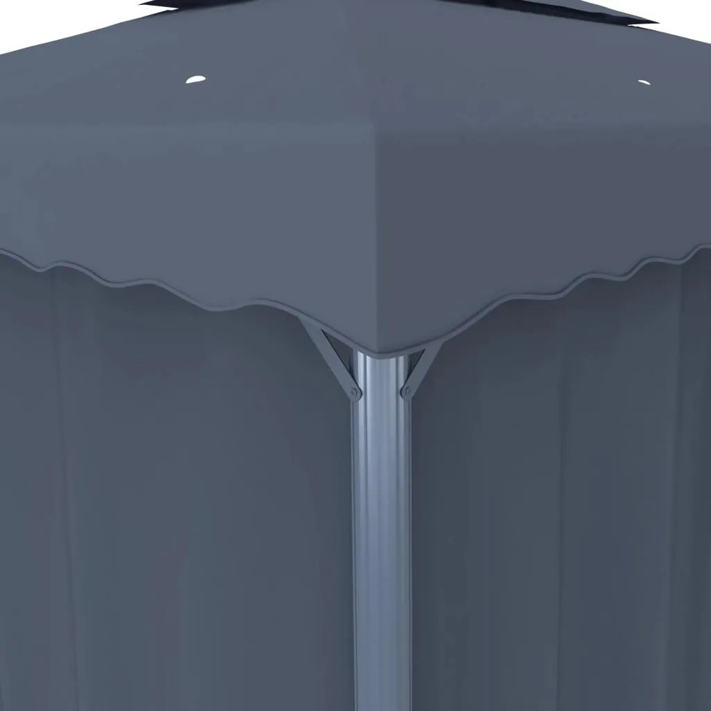 Gazebo com cortinas e cordões de luzes LED 4x3 m antracite