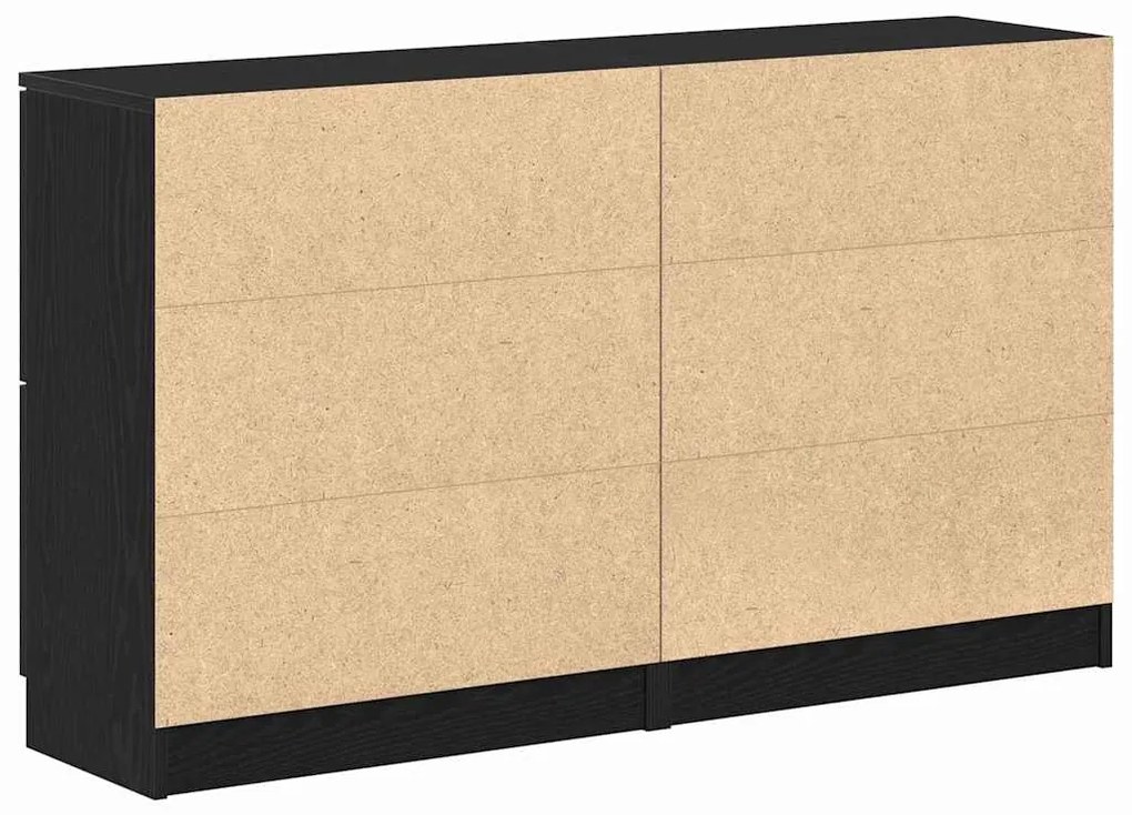Buffets 2 pcs Madeira de Carvalho Preto 60x30x70 cm Madeira Engenharia