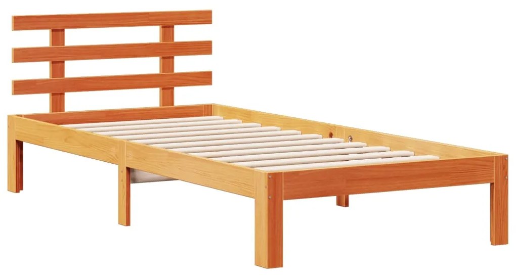Cama com estante sem colchão 75x190cm pinho maciço castanho-mel