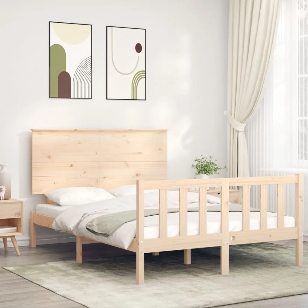 Cama sem colchão 140x190 cm madeira de pinho maciça