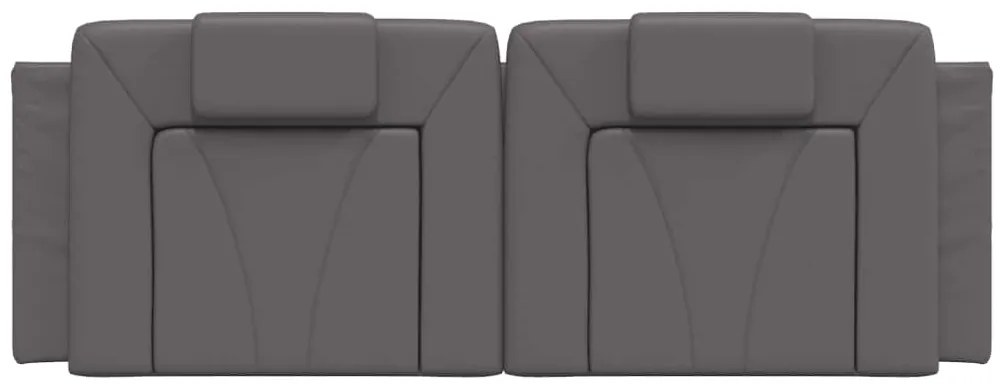 Almofadão de cabeceira 140 cm couro artificial cinzento