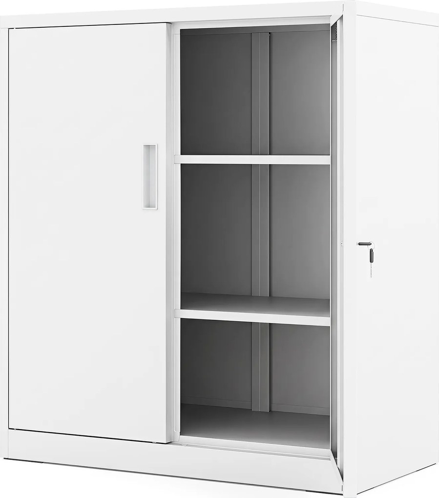 Armário de Armazenamento com 2 Portas, 80 x 40 x 91 cm, Prateleiras Reguláveis, Branco