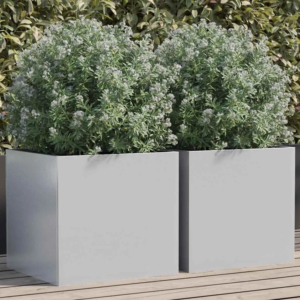 Vasos/floreiras 2 pcs 42x40x39 cm aço galvanizado prateado