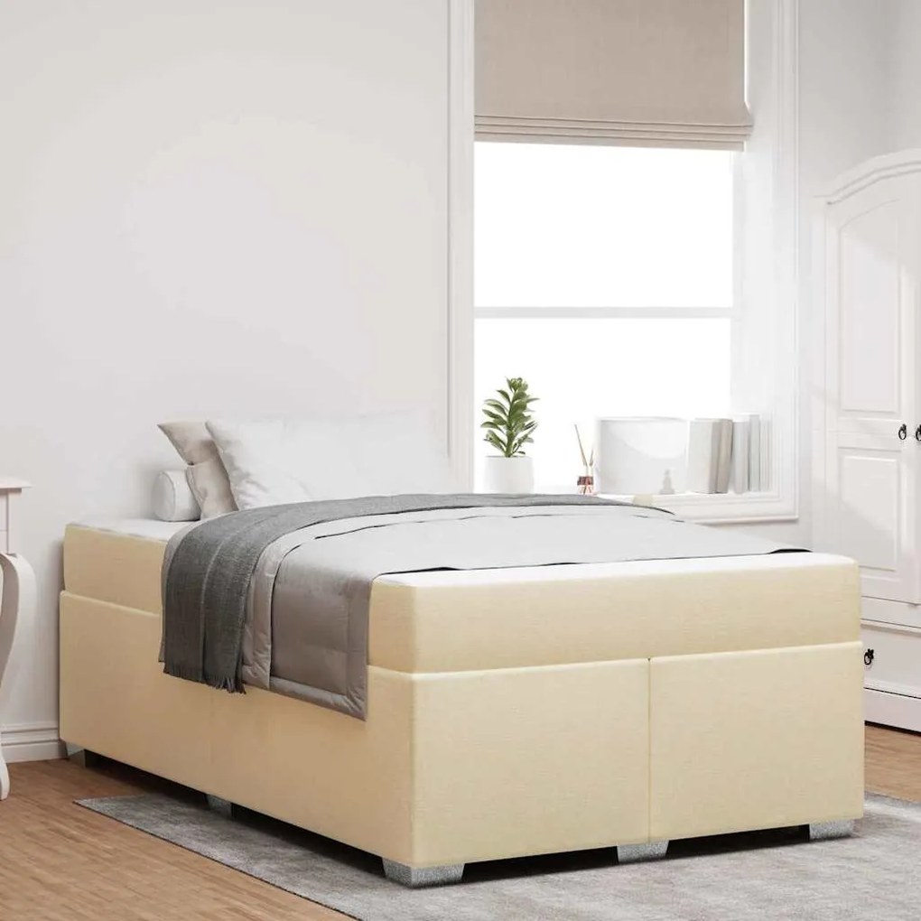 vidaXL Estrutura da Cama Creme 120 x 190 cm tecido