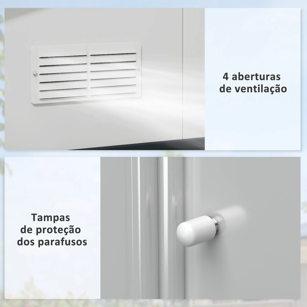 Abrigo de Jardim Toulouse – 12,4 m² – 340x386x200 cm – Branco e Cinza