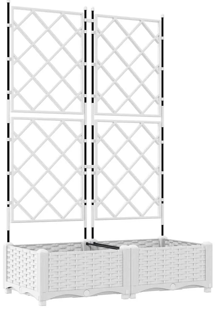Jardineira com Treliça 2 pcs Branca 80x40x125,5 cm
