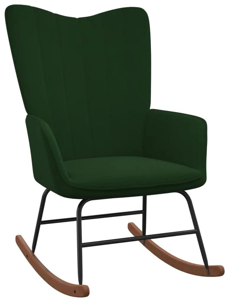 327745 vidaXL Cadeira de baloiço veludo verde-escuro