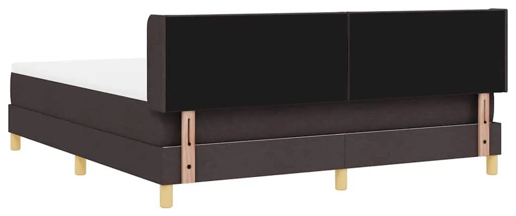 Cama Box Marrom Escuro e Branco 180 x 200 cm Poliéster