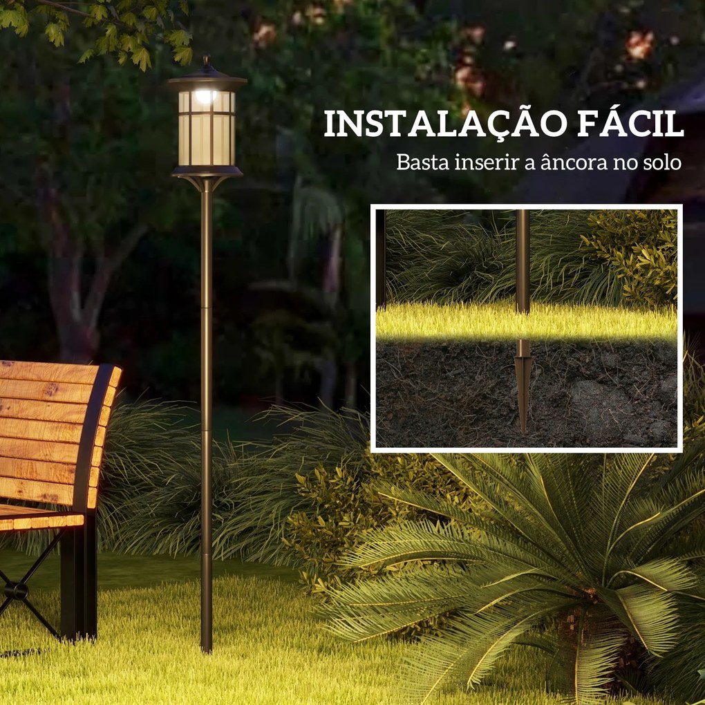 Conjunto de 2 Candeeiros Solares para Exterior – 23,5x23,5x184 cm – Es