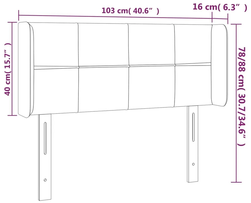 Cabeceira de cama c/ abas tecido 103x16x78/88 cm creme