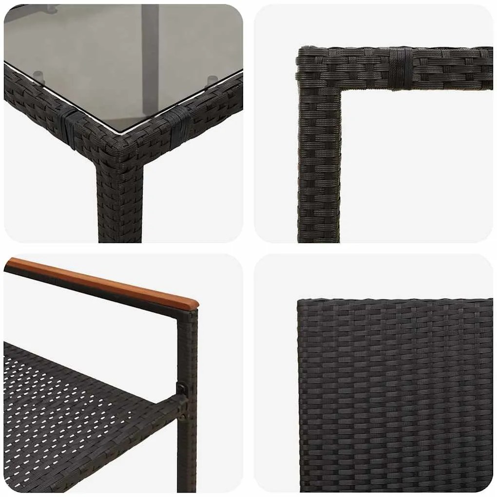 Conjunto de Jantar vidaXL de 7 Peças Preto Poliratan