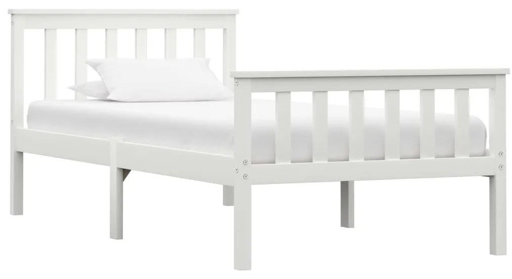 vidaXL Estrutura de cama 100x200 cm madeira pinho maciço branco