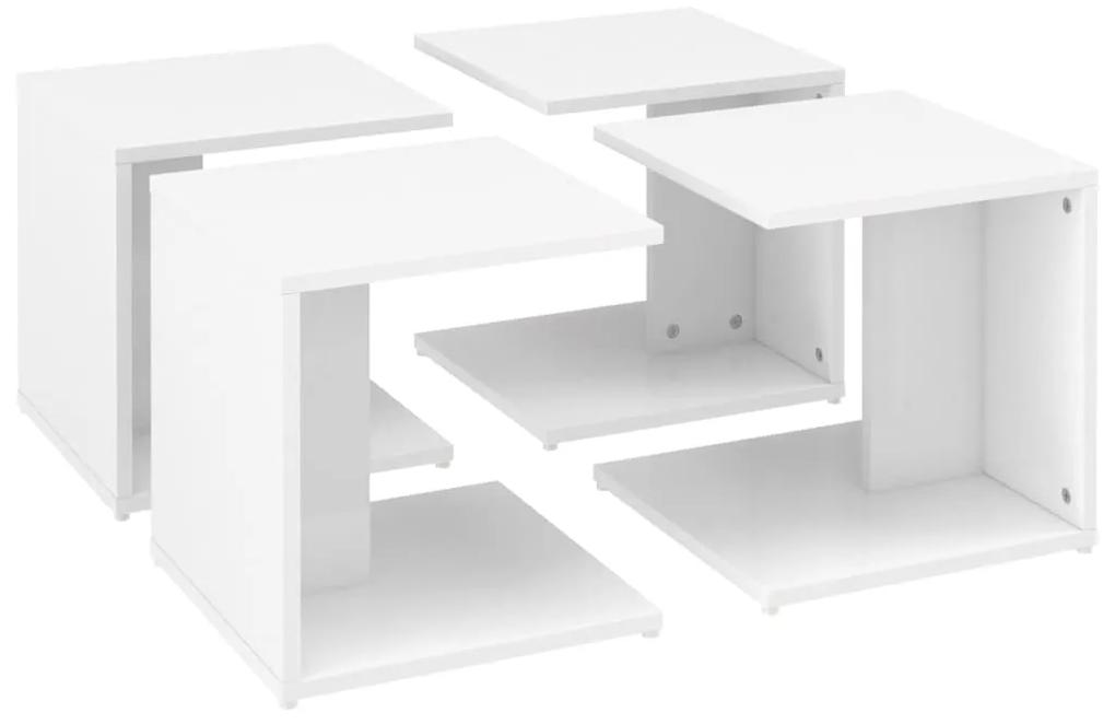 Mesas de centro 4pcs 33x33x33 cm contraplacado branco brilhante