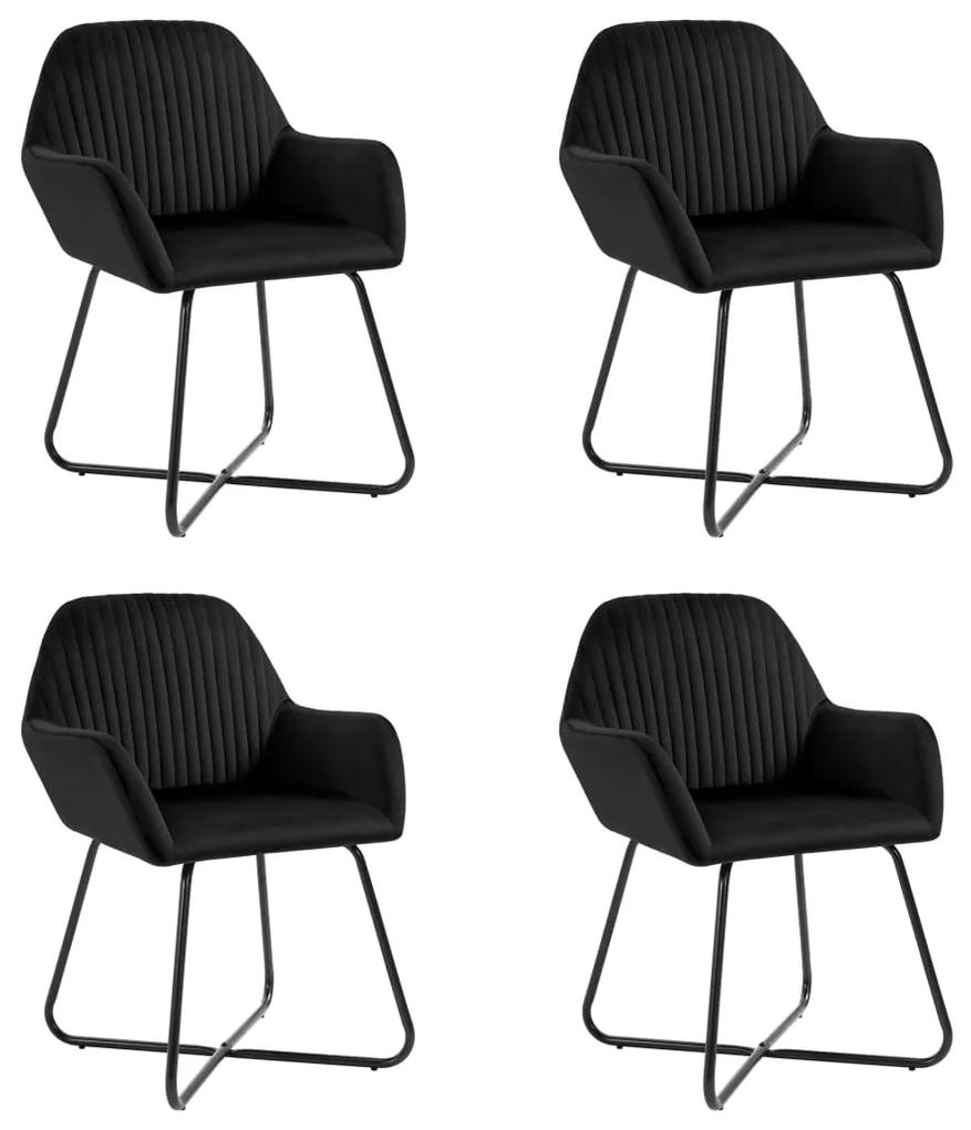 Cadeiras de jantar 4 pcs veludo preto