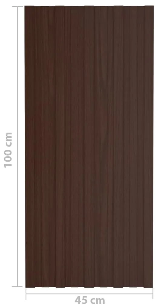 Painéis de telhado 12 pcs 100x45 cm aço galvanizado castanho
