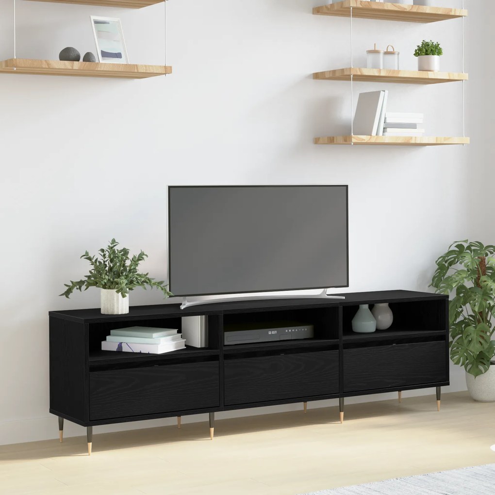 vidaXL Armário de TV Carvalho Preto 150x30x44,5 cm Madeira Engenheirada