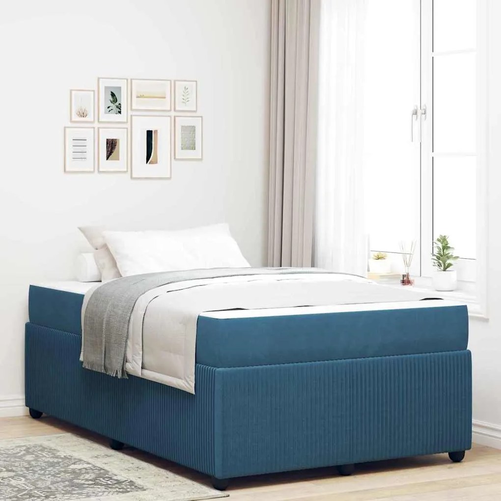 vidaXL Estrutura da Cama com colchão Azul 120 x 190 cm tecido