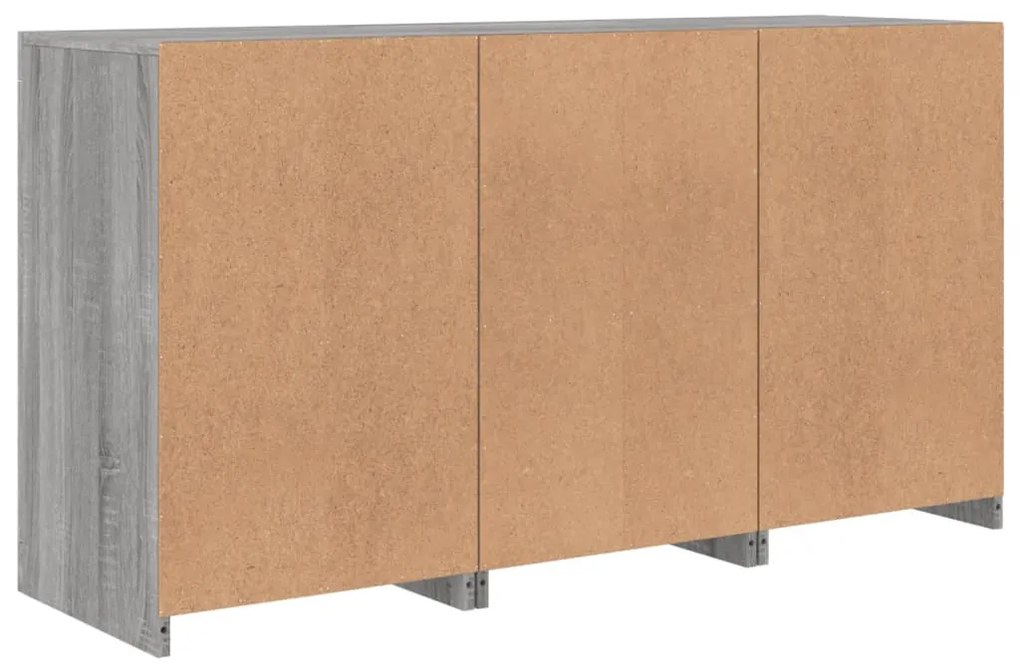 Aparador com luzes LED 123x37x67 cm cinzento sonoma