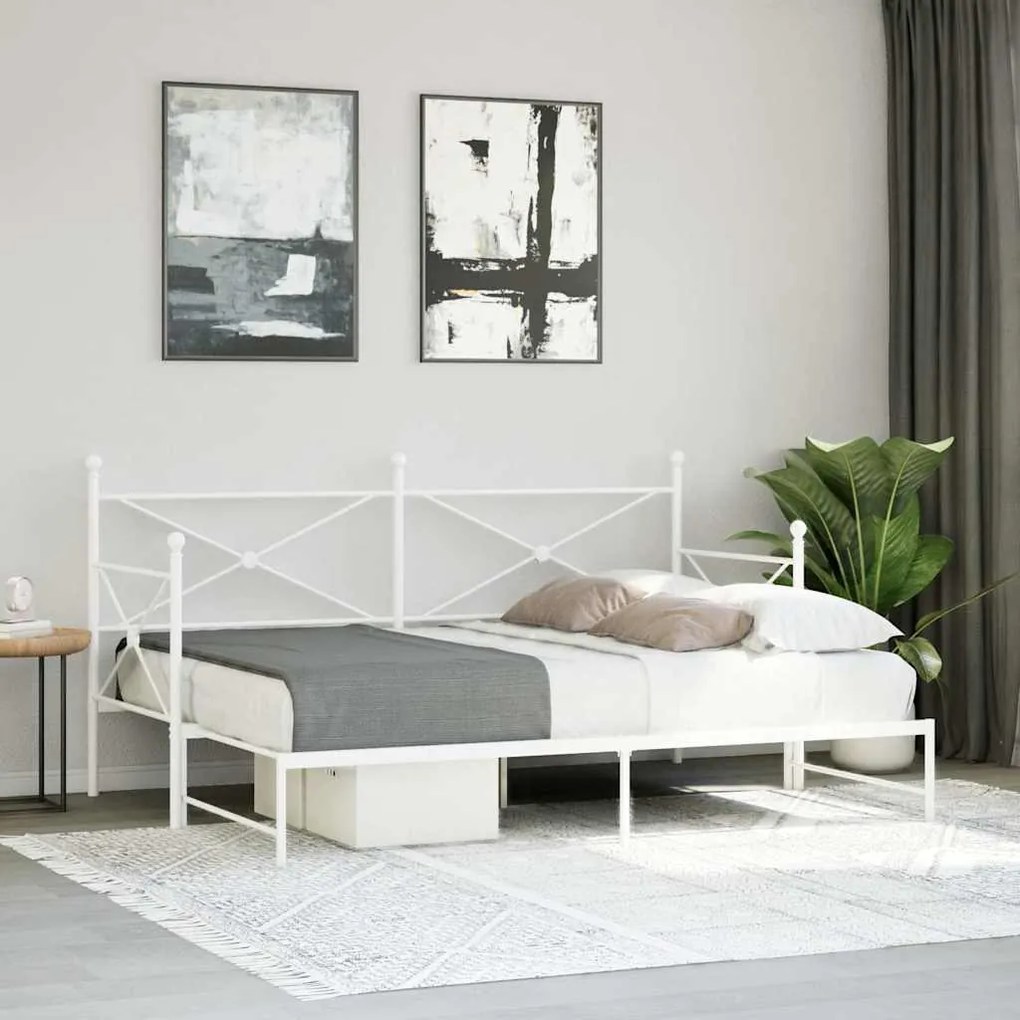 Cama de dia com gavetão sem colchão 80x200 cm aço branco