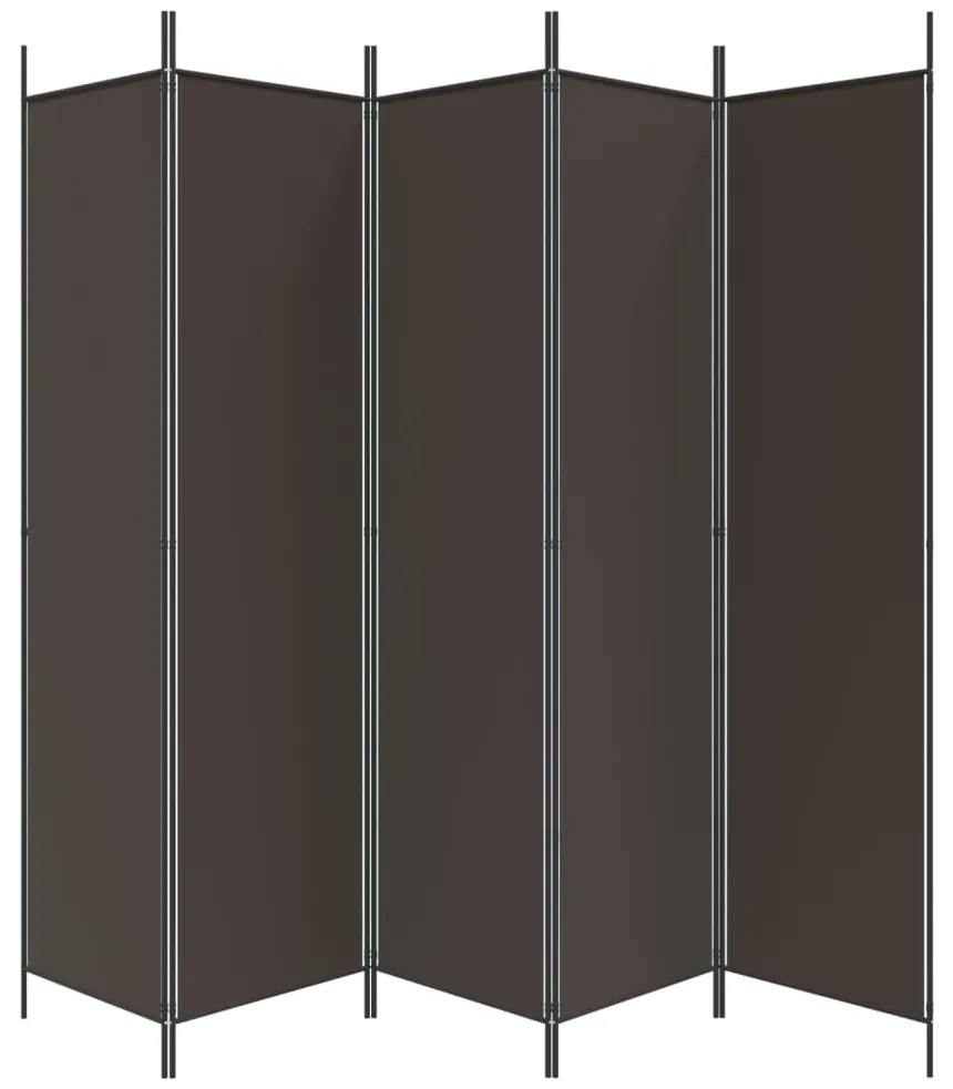 Biombo/divisória com 5 painéis 250x200 cm tecido castanho