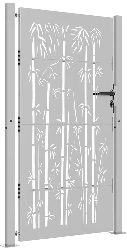 Portão de jardim 105x205 cm aço corten design bambu