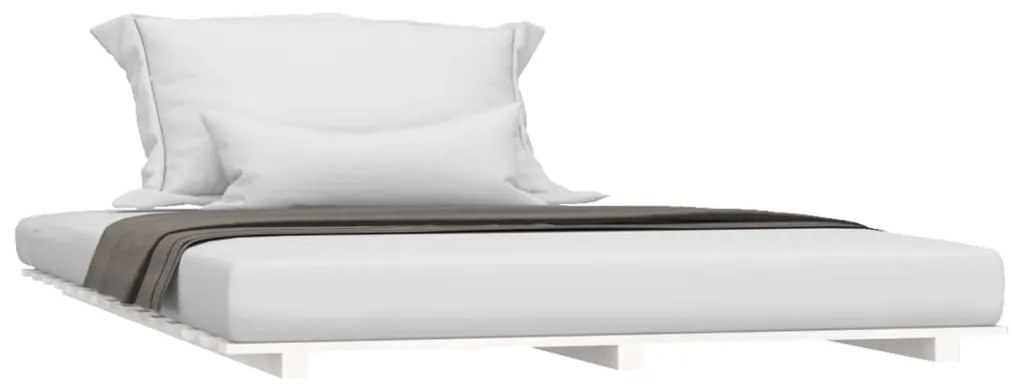 Estrutura de Cama com Estrado - Branco - 140x200 cm - Madeira de Pinho