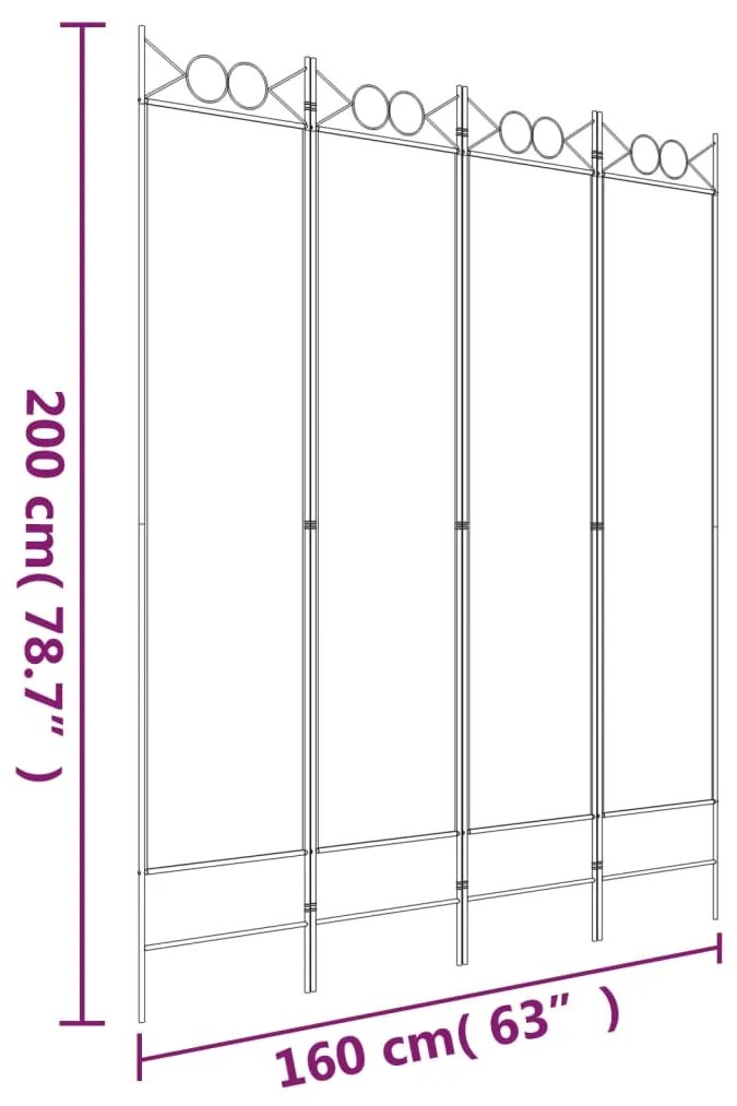Biombo/divisória com 4 painéis 160x200 cm tecido antracite