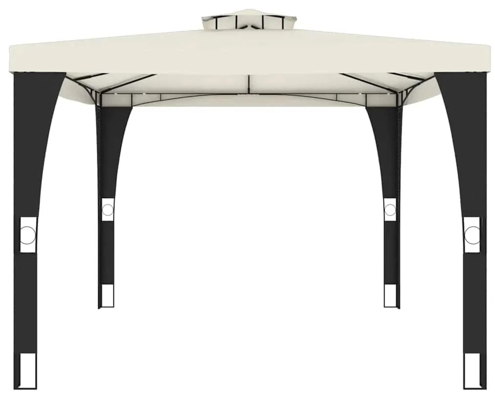 Gazebo com telhado duplo 3,98x2,98 m aço creme