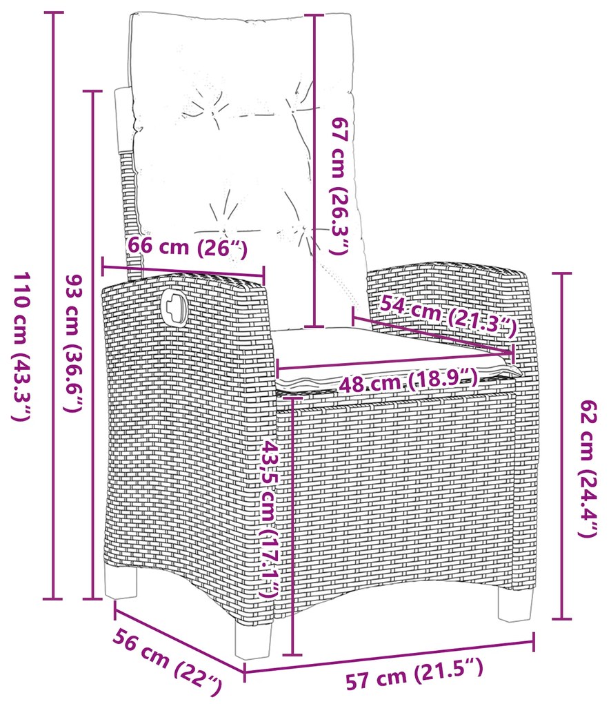 Conjunto de Jantar de Jardim de 7 Peças com Almofadas Bege Vime PE