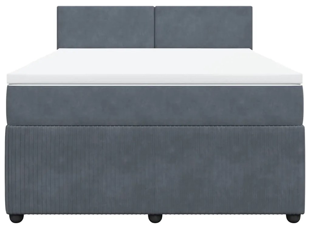 Cama com molas/colchão 160x200 cm veludo cinzento-escuro