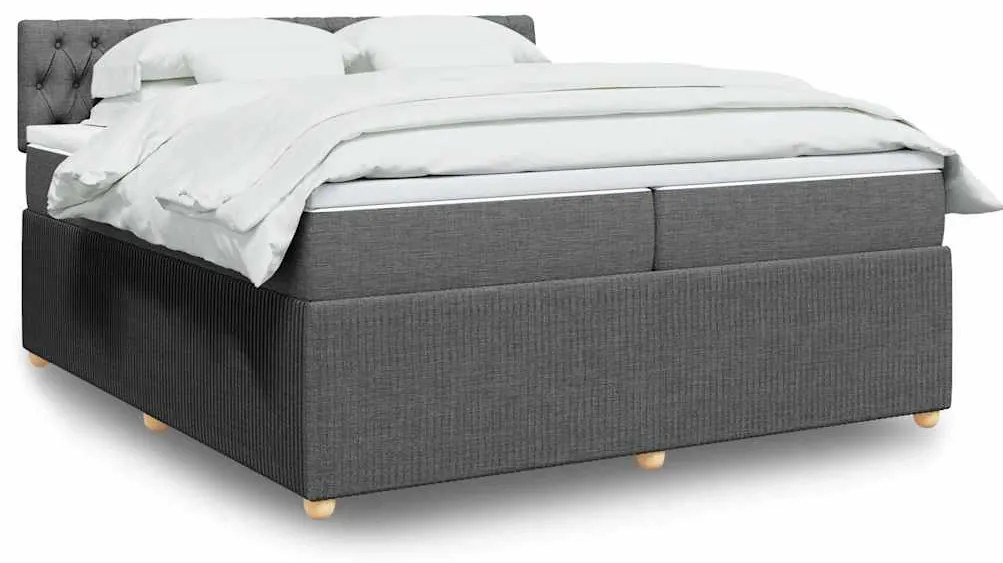 vidaXL Cama com molas/colchão 200x200 cm tecido cinzento-escuro