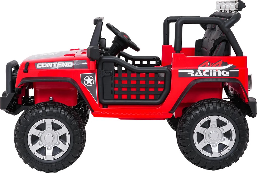 Jipe elétrico para Crianças 12V Jeep BEAST 4x4, Rodas de espuma EVA, Assento Couro ecológico Vermelho