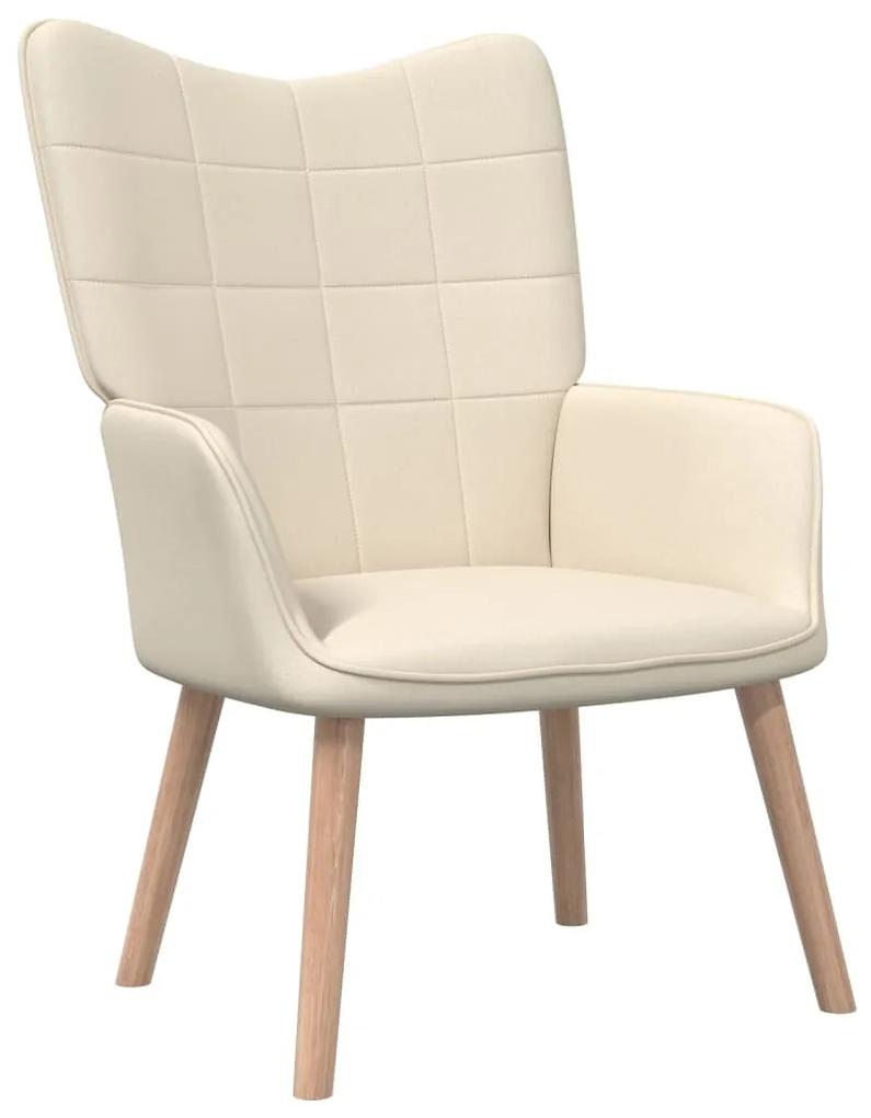 Cadeira de descanso com banco tecido cor creme
