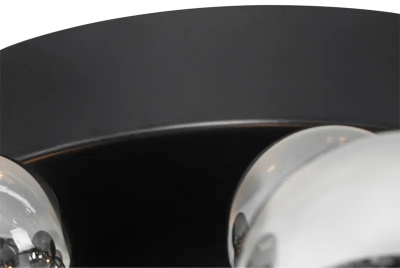 Candeeiro de teto design preto com vidro fumê 4-luzes - Explode Design