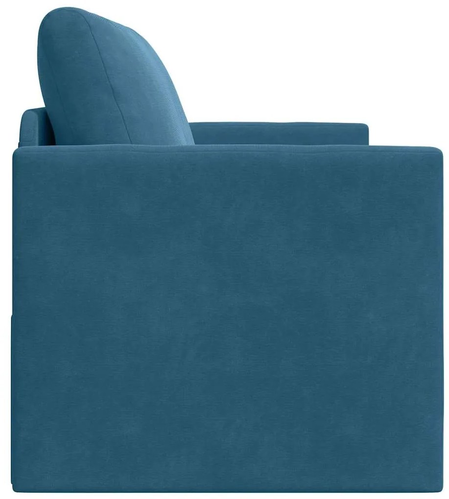 Sofá de chão-cama 2 em 1 Azul 124x204x61 cm Veludo