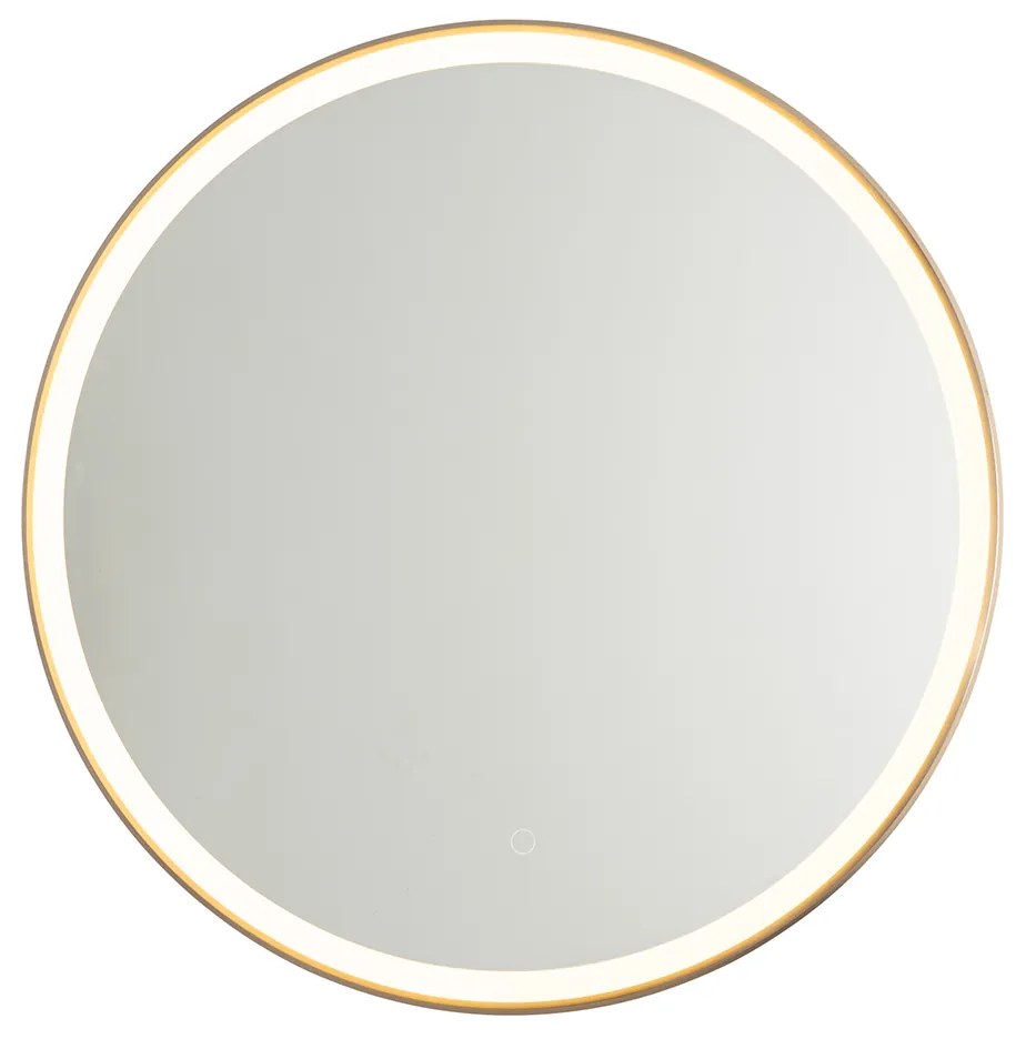 Espelho de casa de banho ouro rosa 70 cm Incl. LED regulável em 3 níveis com toque redondo - Miral Moderno