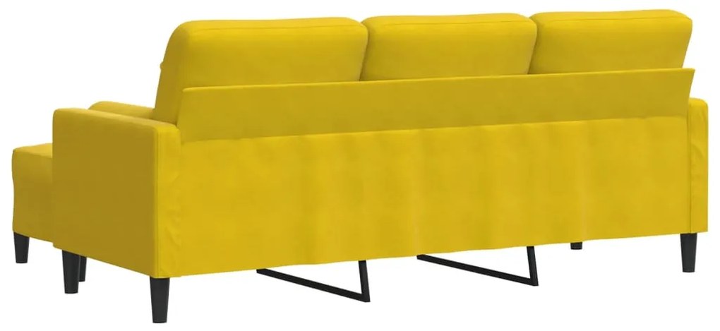 Sofá de 3 lugares com apoio de pés 180 cm veludo amarelo