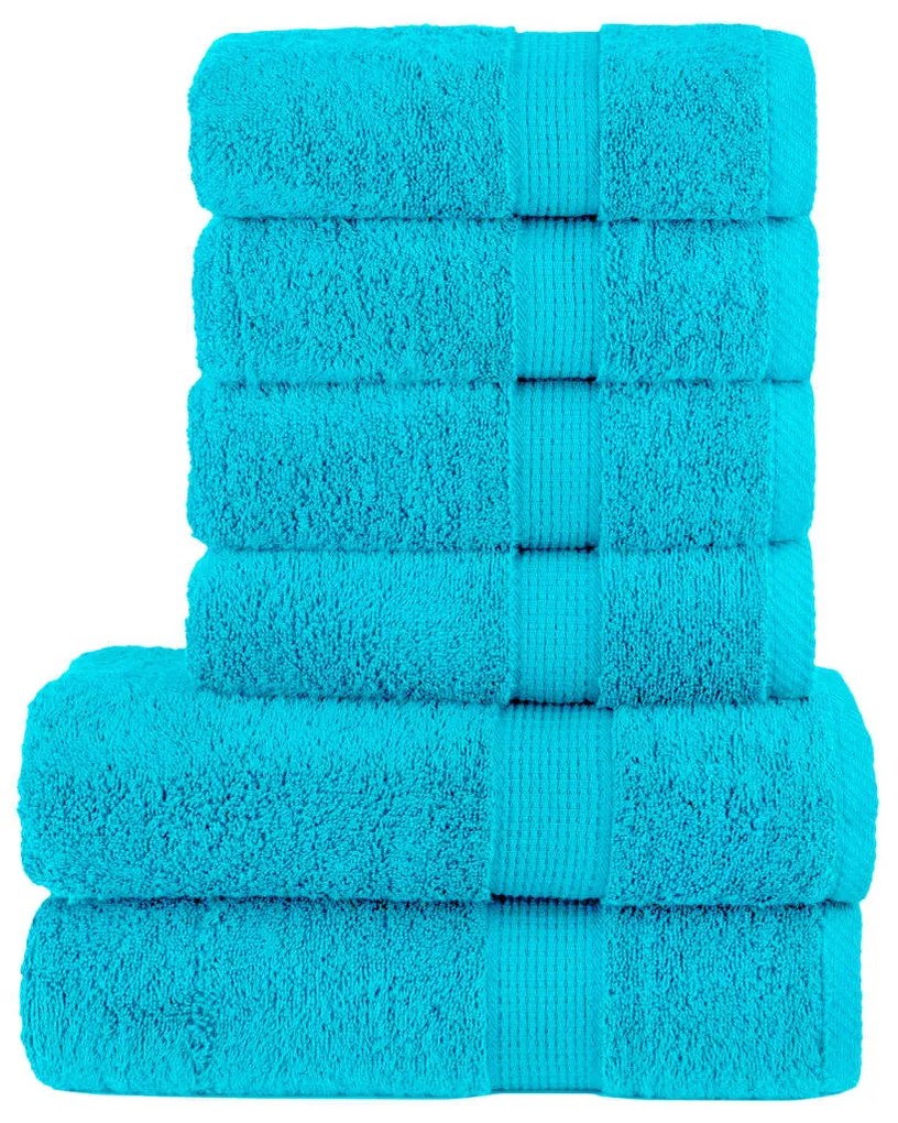 6pcs Conjunto toalhas banho premium SOLUND 600 gsm turquesa