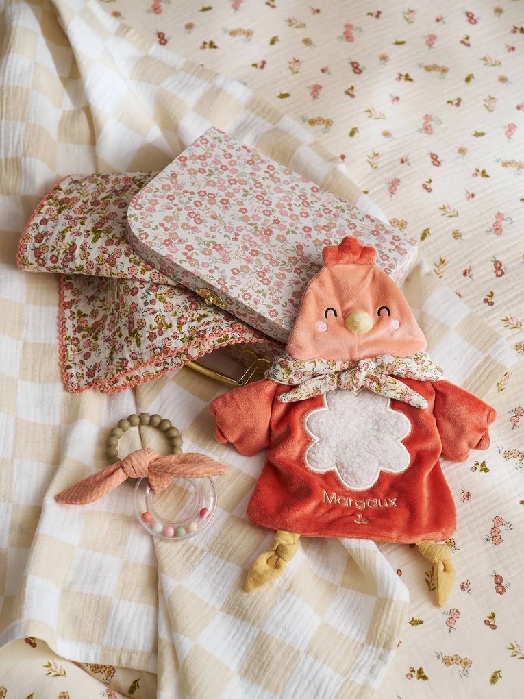 Malinha doudou personalizável galinha laranja