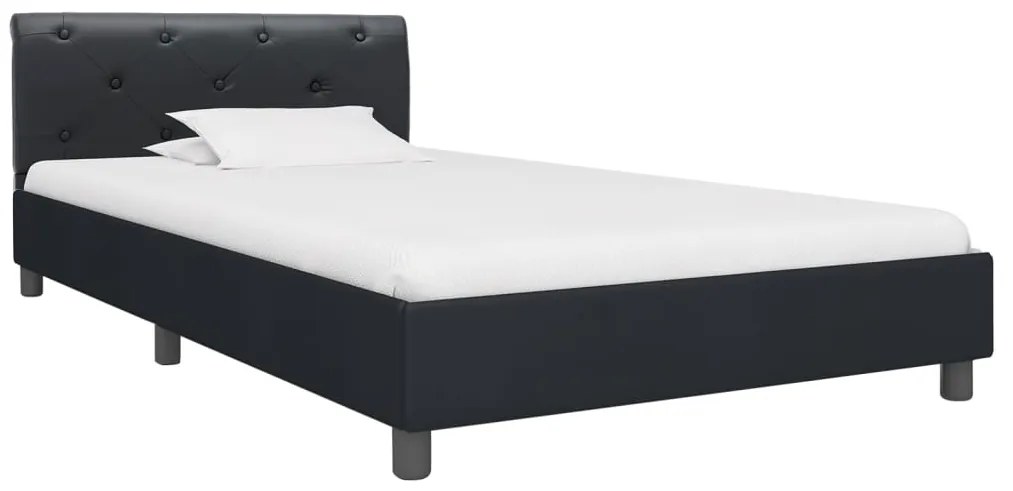 Estrutura de cama 90x200 cm couro artificial preto