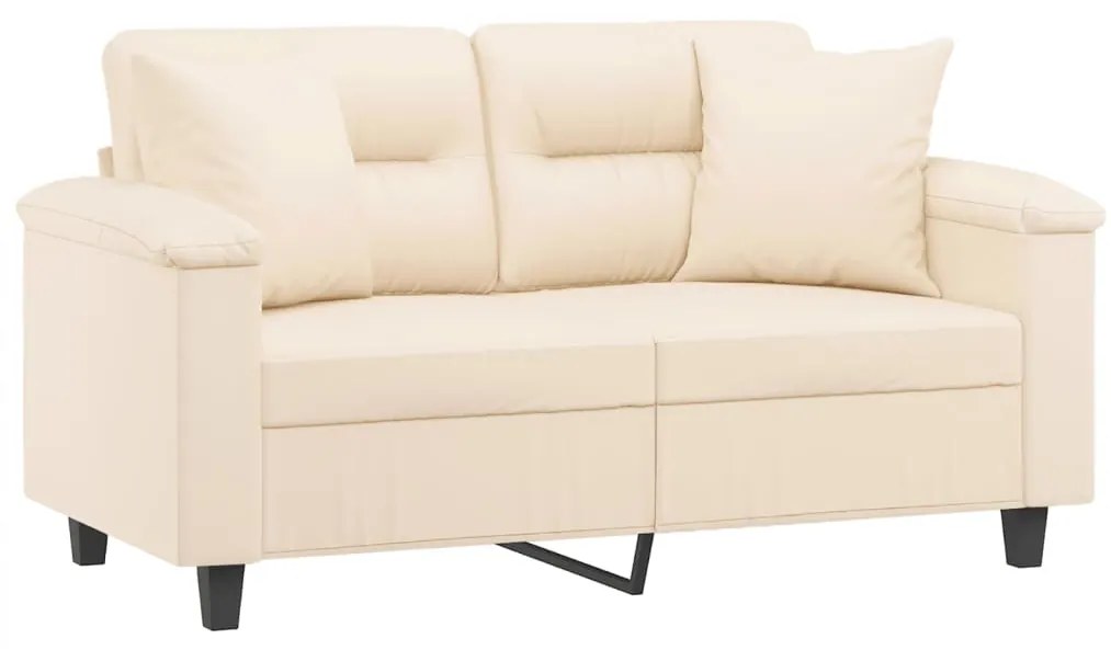 Sofá 2 lugares c/ almofadas 120 cm microfibra bege