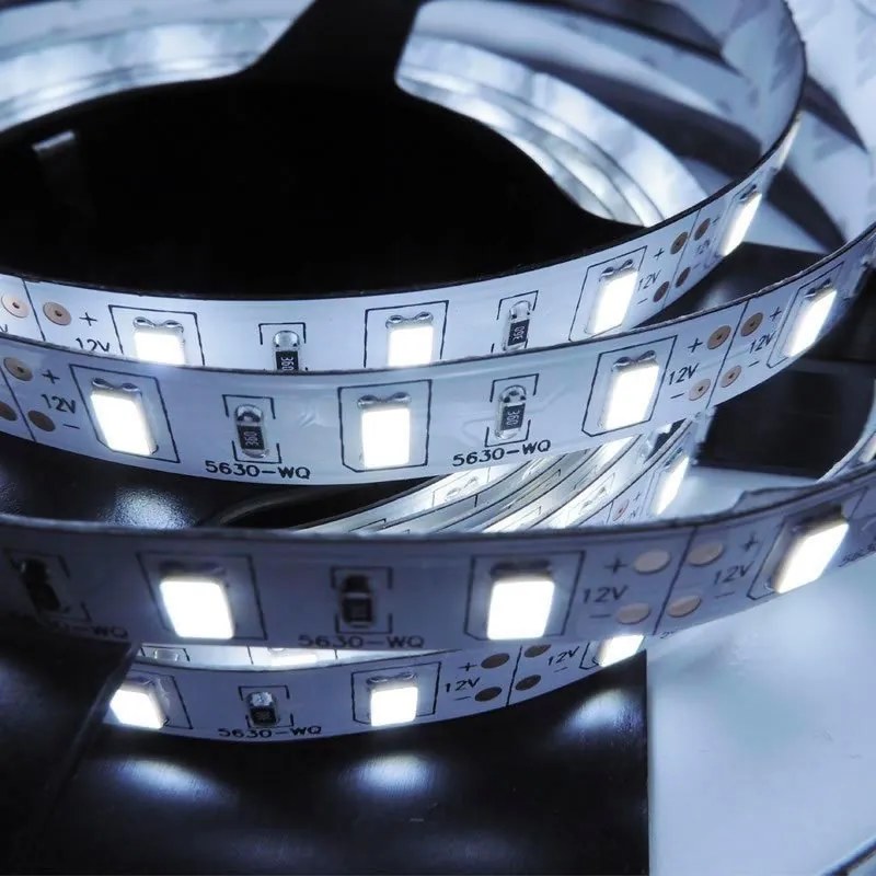 Fita de LED de cor única SMD5630, DC24V DC, 5m (70 Led/m) - Sensor de temperatura, 75W, IP20, Branco Frio