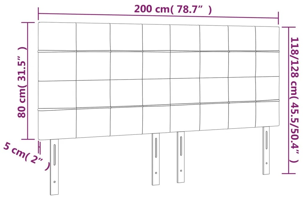 Cabeceira cama 4 pcs tecido 100x5x78/88 cm cinzento-acastanhado