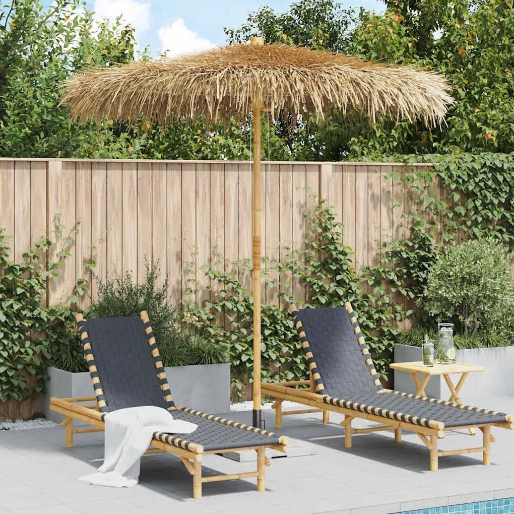 Guarda-chuva Tiki com dossel de folha de bananeira 240 cm Bambu