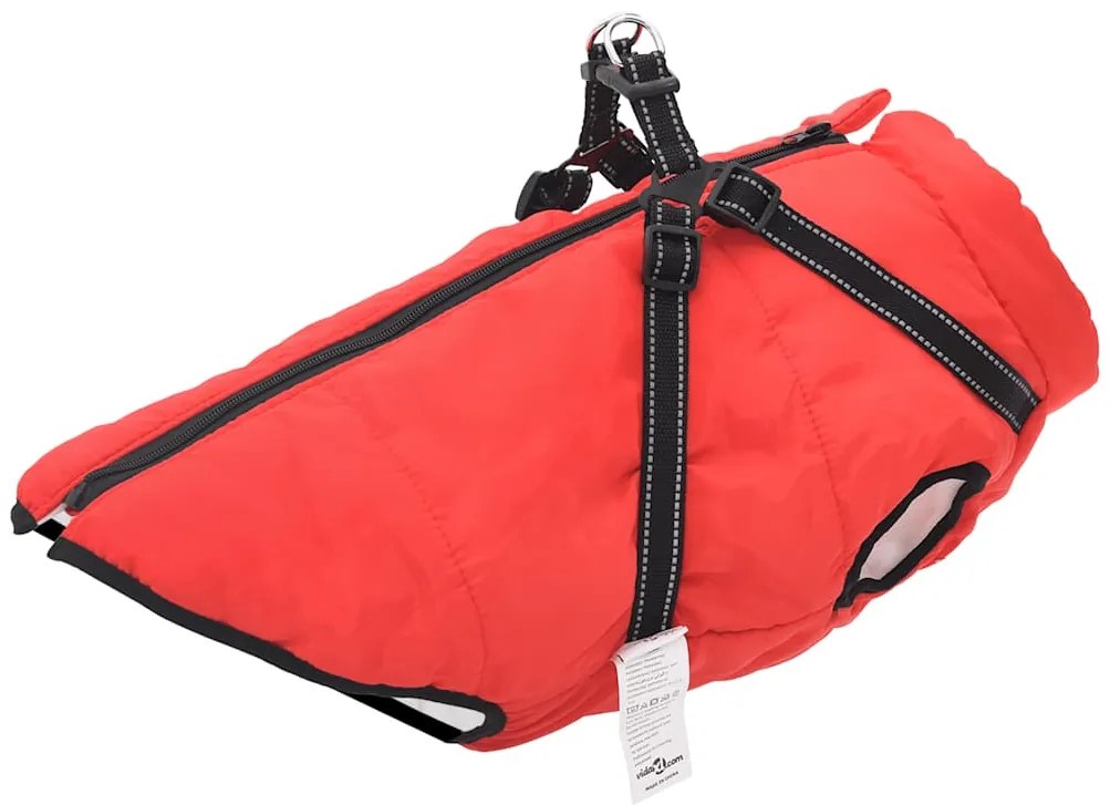 vidaXL casaco para cães com arnês impermeável reflexivo vermelho L68